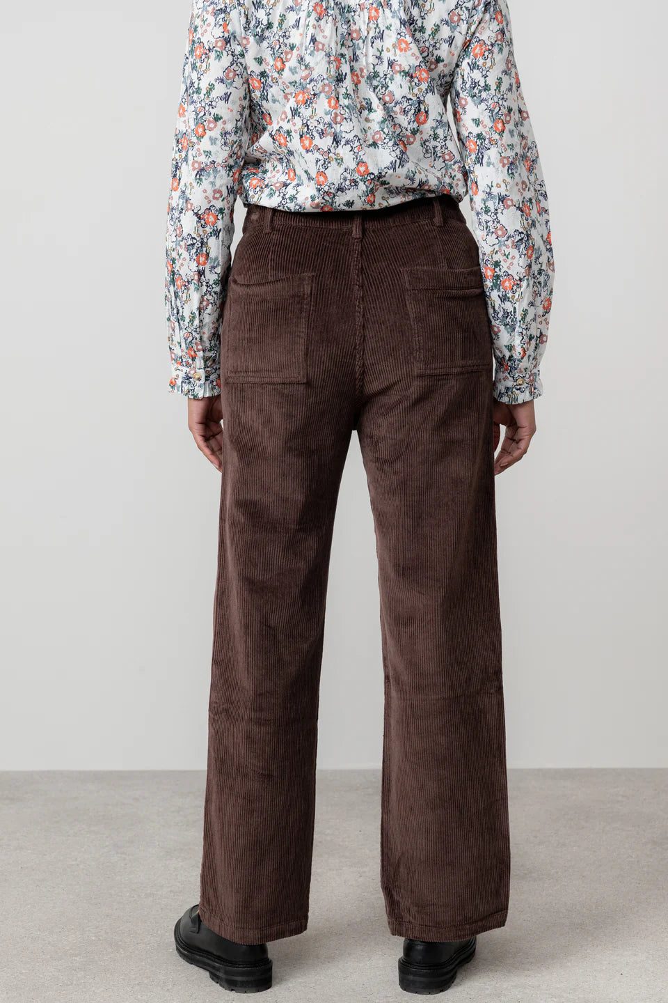 Wide Leg Stretch Cord Strachan Trouser Chocolate | Lily & Me LM25638C
