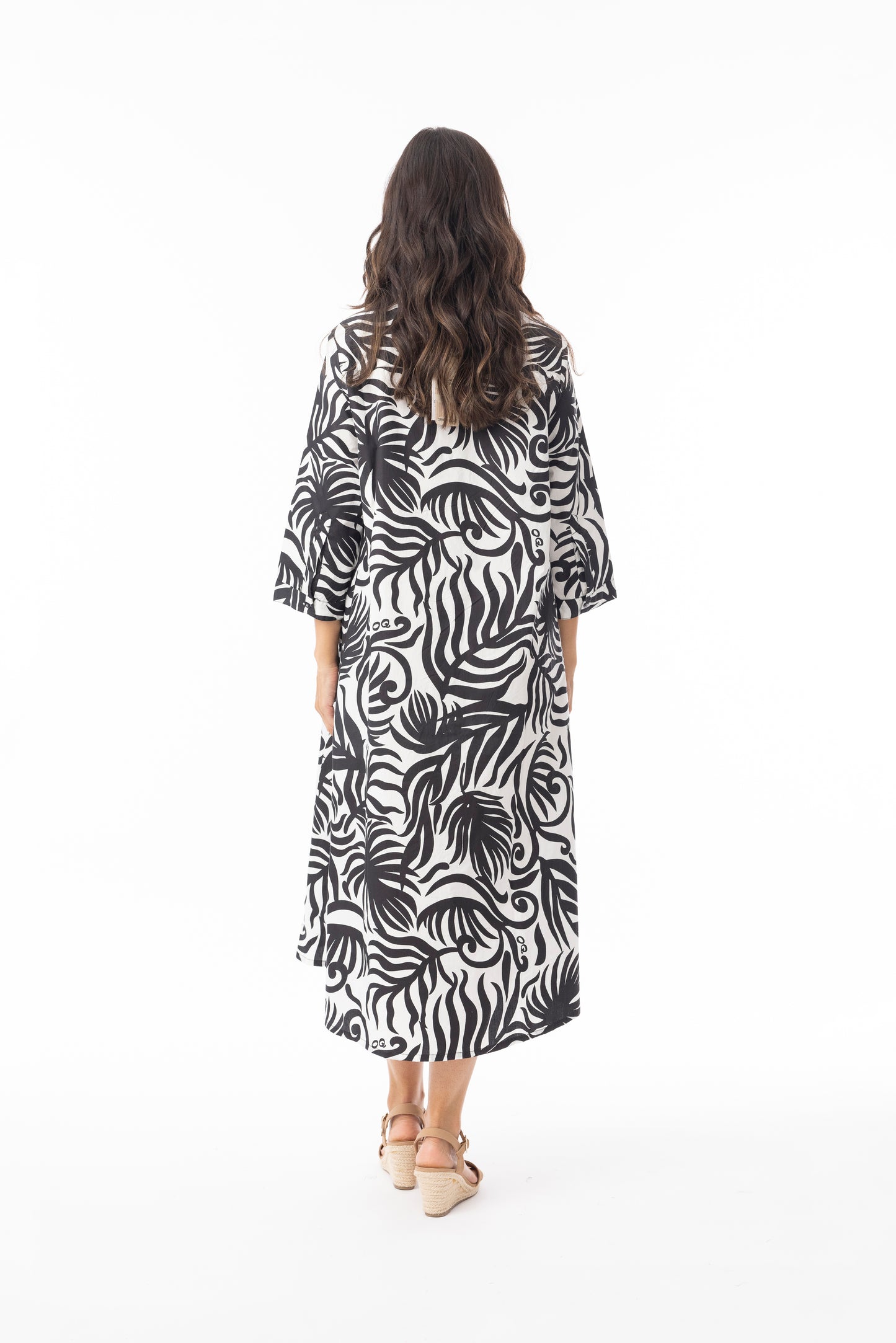 Black & White Print Orientique Suriname Shirt Dress 40173