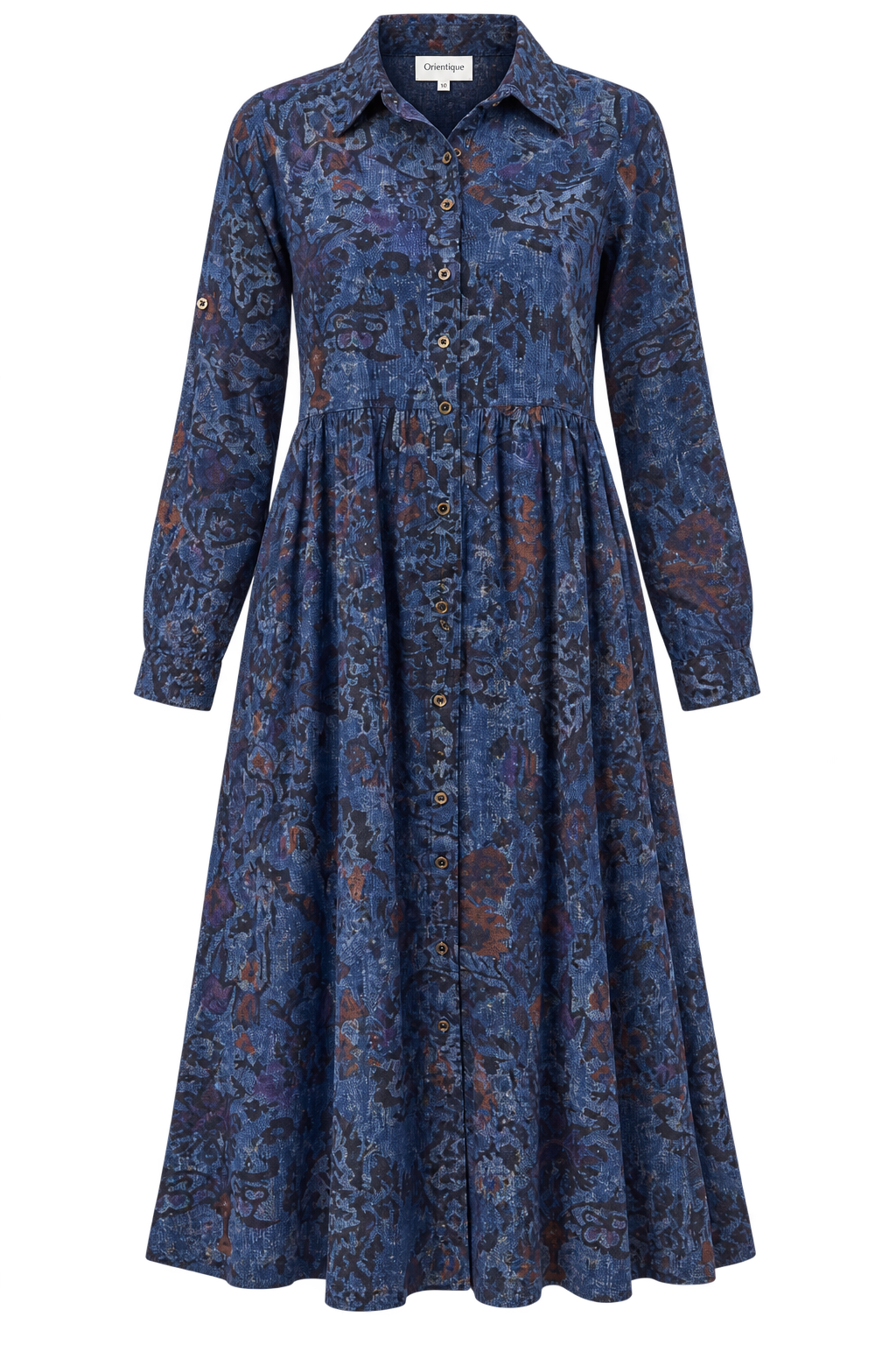 Orientique Tabriz Cotton Midi Shirt Dress – Navy | Orientique