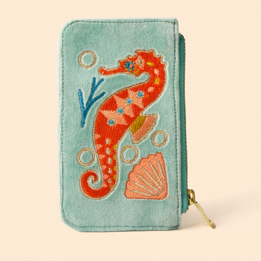 Velvet Card Holder - Sparking Seahorse