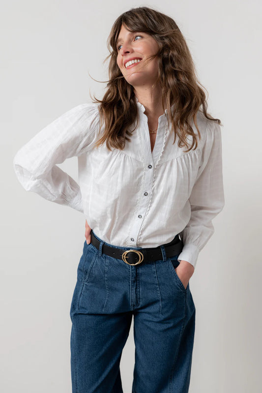 White Plain Check Blouse - Wayfaring - Lily & Me