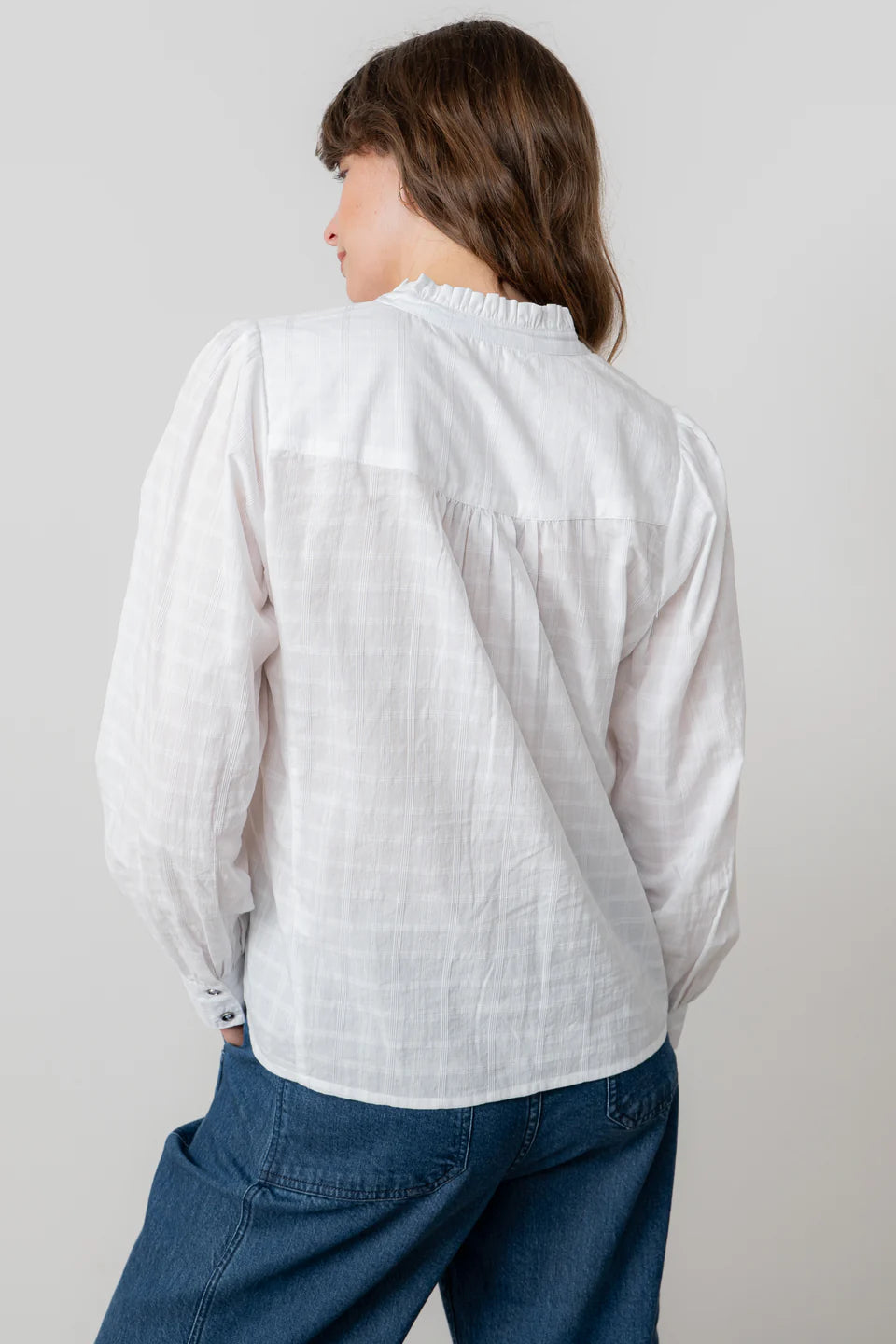 White Plain Wayfaring Check Blouse | Lily & Me LM25644
