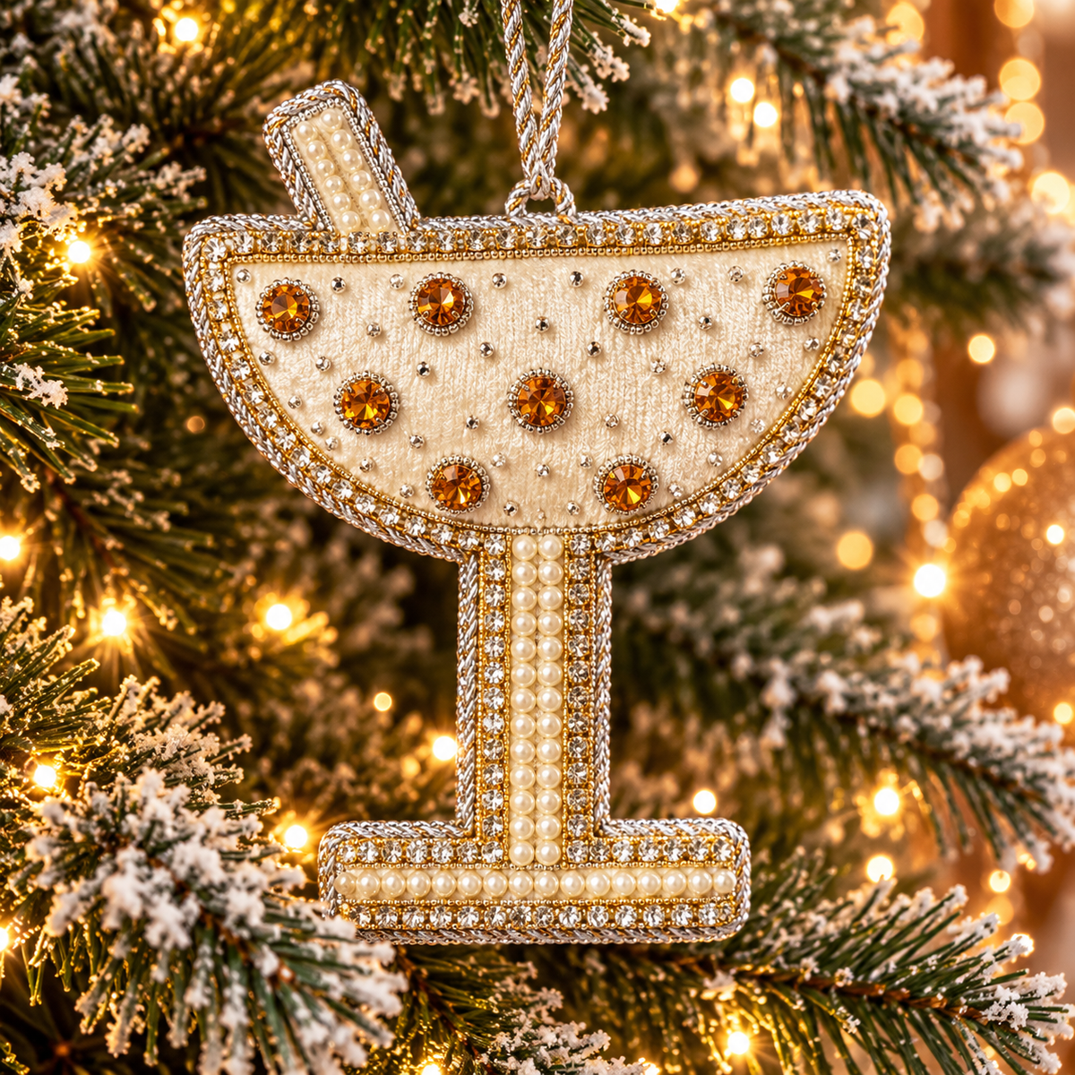 White & Gold Embellished Cocktail Glass Hanging Decoration – Tinker Tailor London
