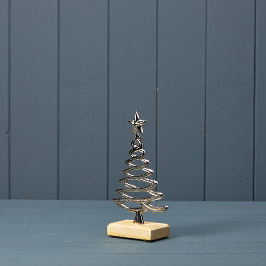 Silver Tree on Wooden Base - Satchville