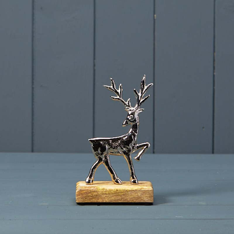 Silver Deer on Wooden Base | Satchville