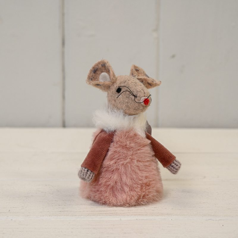 Pink Fabric Christmas Mouse | Satchville