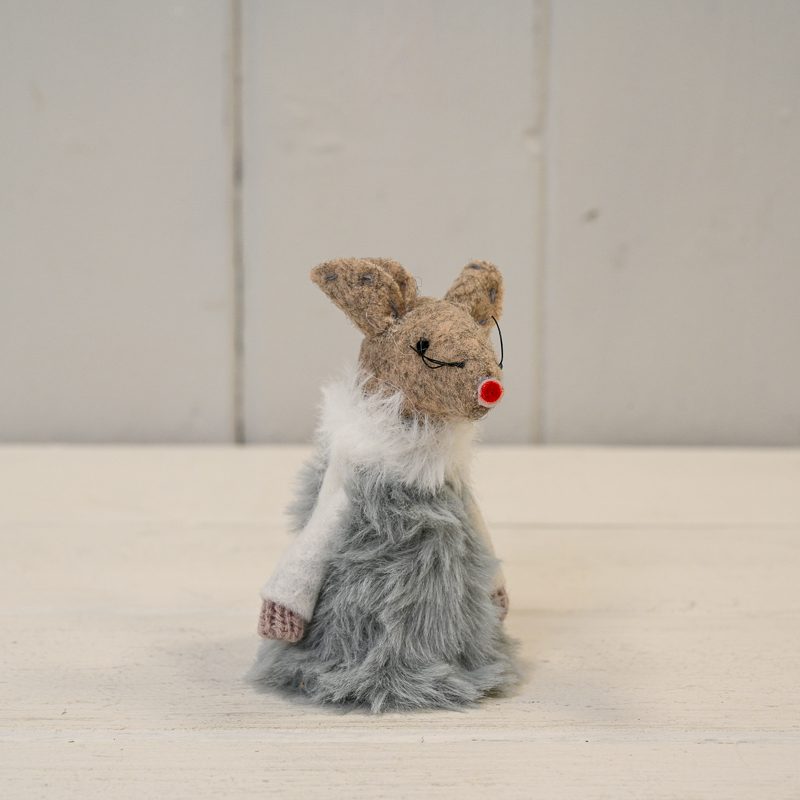 Grey Fabric Christmas Mouse | Satchville