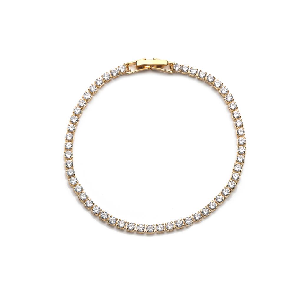 Cubic Zirconia Bracelet in Gold and Clear | White Leaf