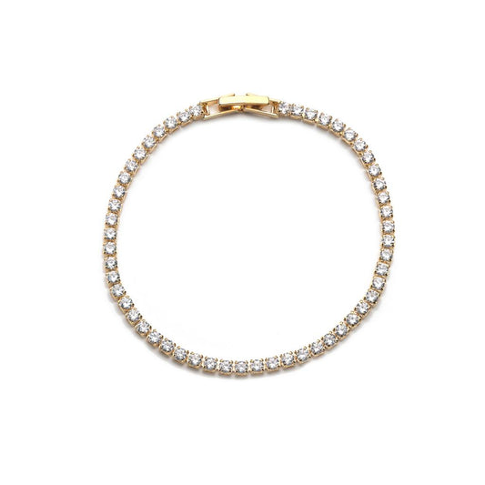 Cubic Zirconia Bracelet in Gold and Clear | White Leaf