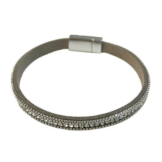Multi Row Magnetic Bracelet in Light Grey & Silver | White Leaf