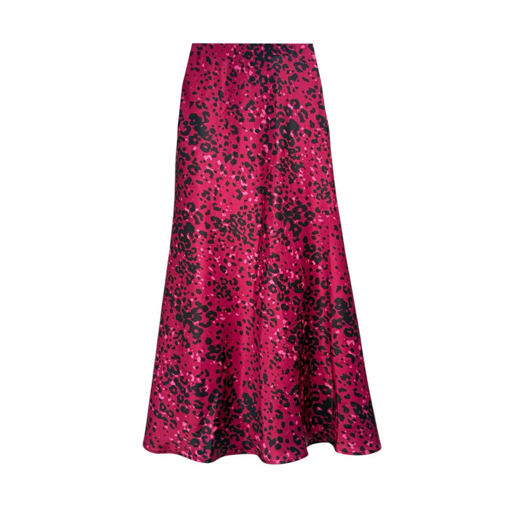 Satin Slip Skirt - Pink Leopard Print