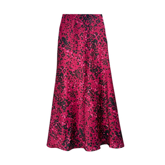 Satin Slip Skirt - Pink Leopard Print