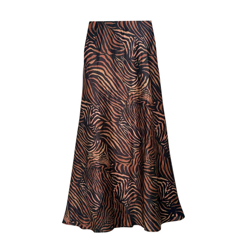 Satin Slip Skirt - Bronzed Tiger Print | Last True Angel
