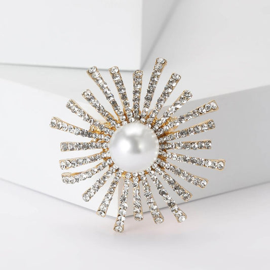 Pearl Centre Burst Brooch in Gold | Last True Angel