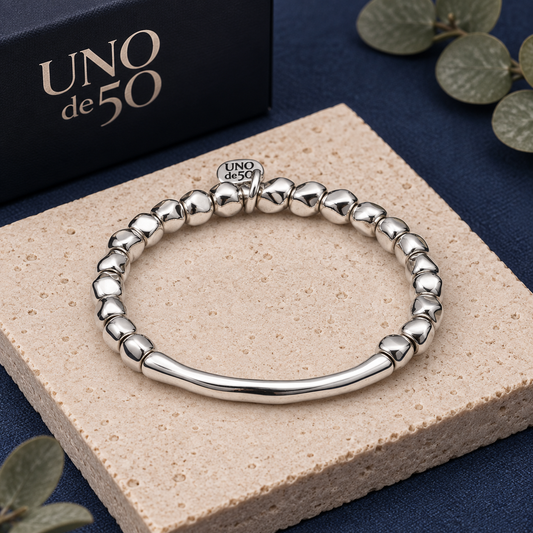 UNOde50 Beaded Stretch Bracelet with Tubular Piece – PUL1208