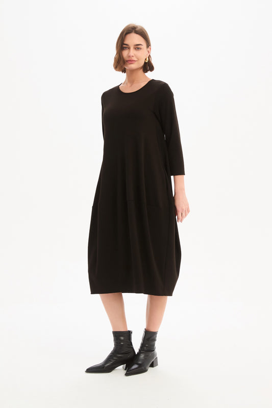 Tirelli Diagonal Seam Midi Dress – Chocolate | 26D3826