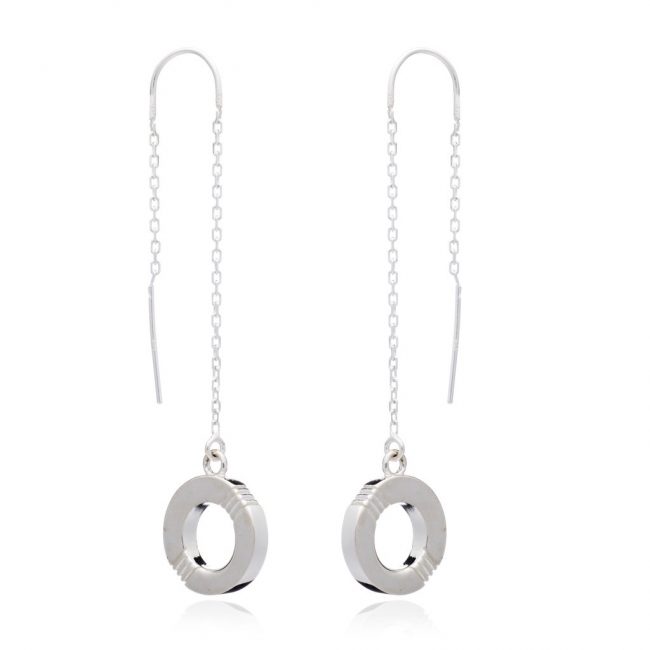 Cabbage White Infinity Silver Drop ear rings