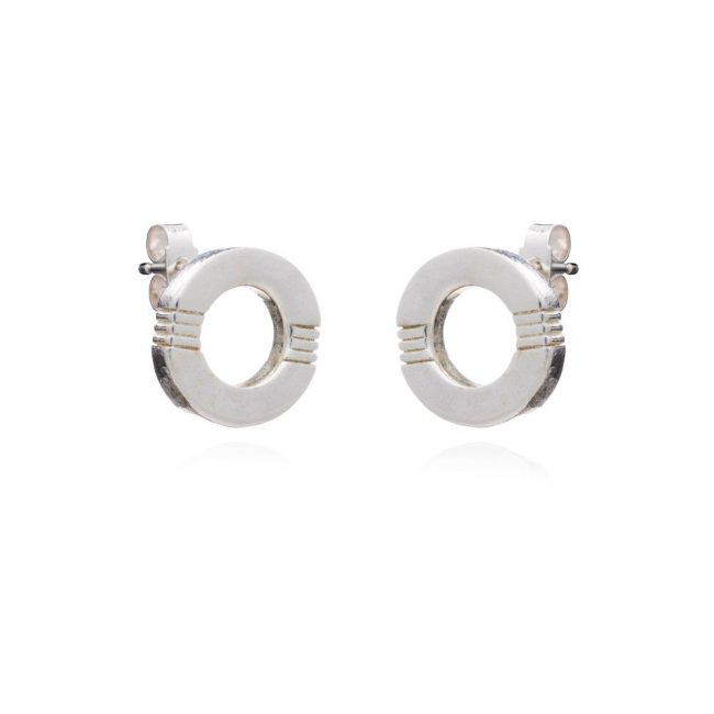 Cabbage White Silver Infinity Studs