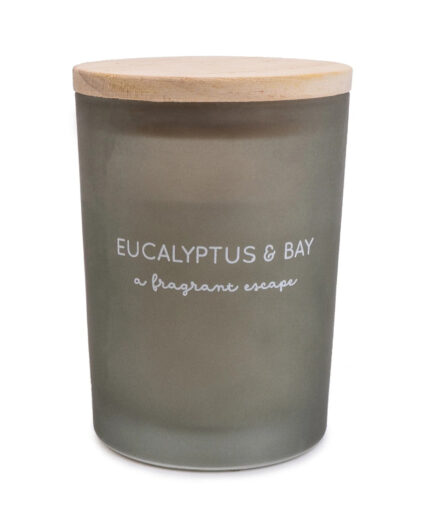 eucalyptus and bay candle in glass jar