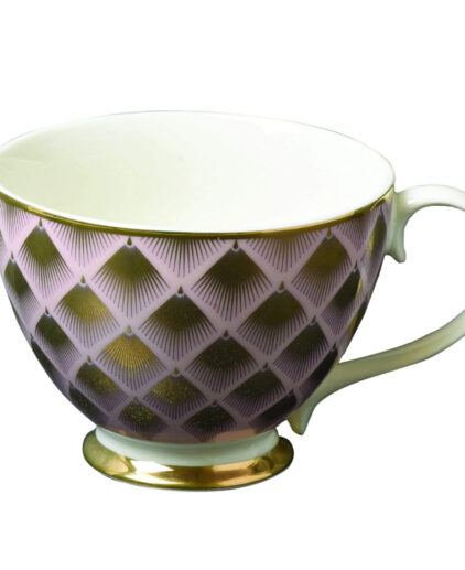 Art deco mug in gold and pink