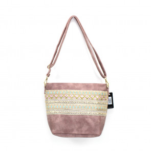 Pink embroidered shoulder bag